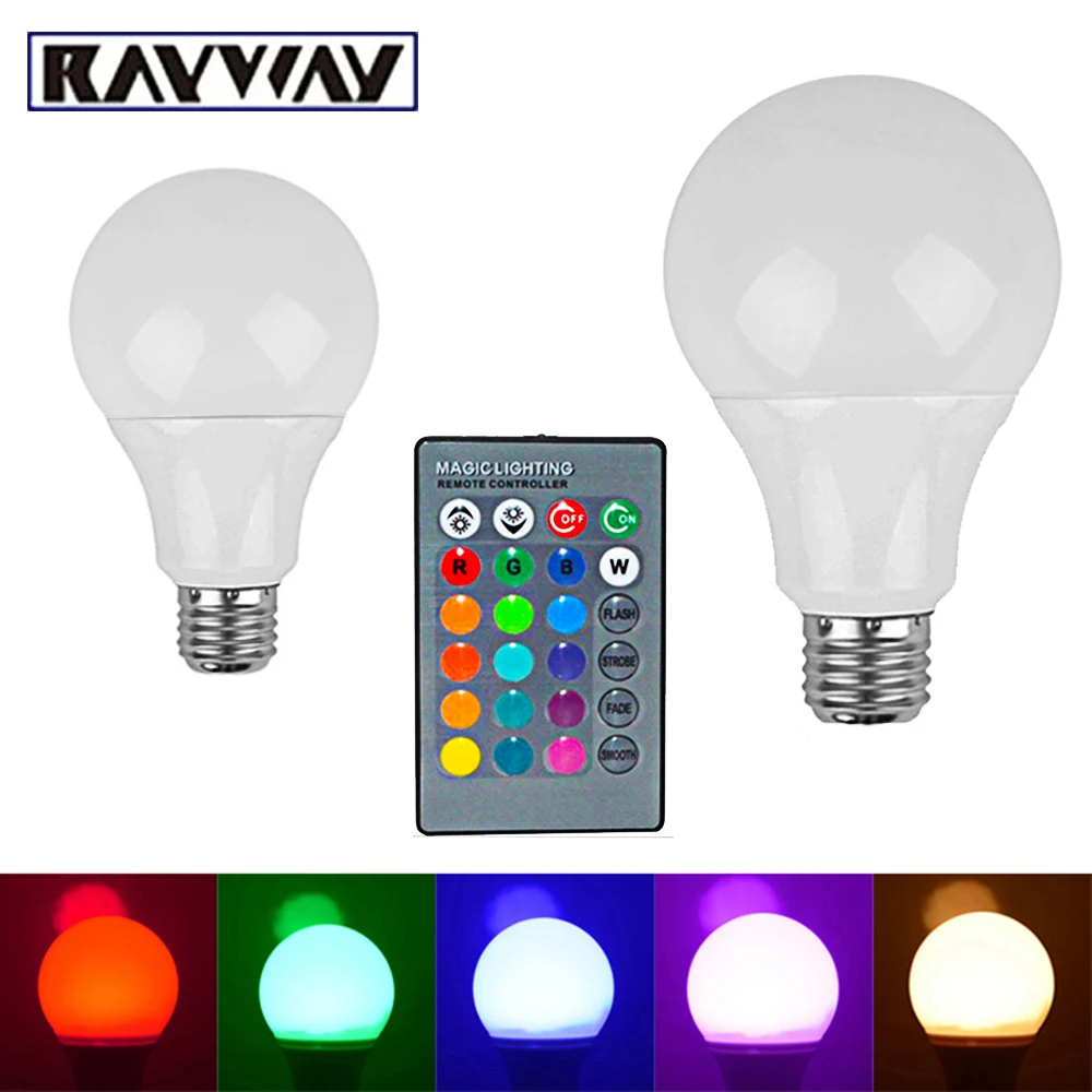 Rayway E27 RGB LED Bulbs Remote Control Ball Light Bulb 16 Colors Indoor Decorate Lighting Holiday Party Replace Globe LED Lamp
Rayway E27 RGB LED Bulbs Remote Control Ball Light Bulb 16 Colors Indoor Decorate Lighting Holiday Party Replace Globe LED Lamp