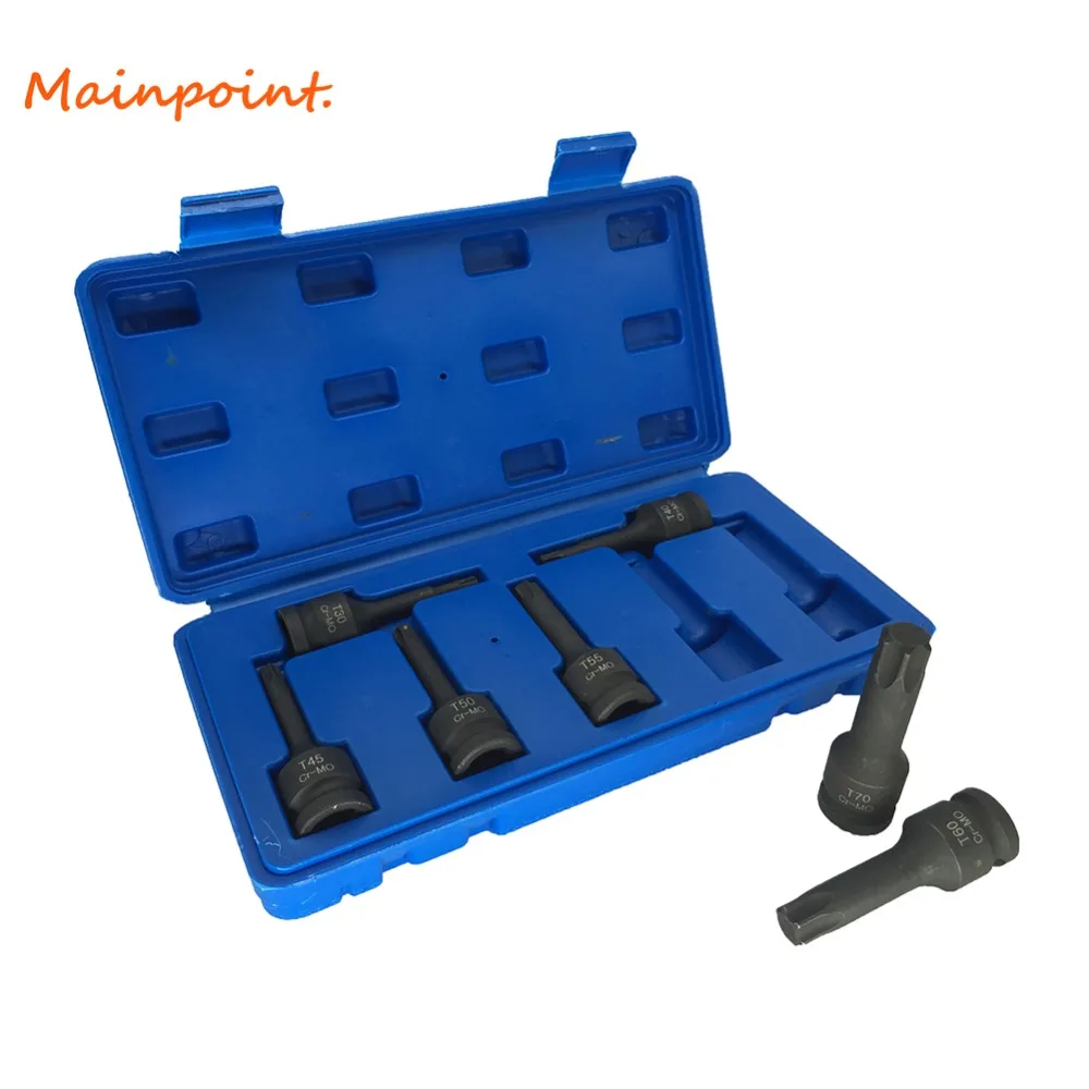 7Pcs 1/2" Drive Star Torx Impact Socket Bits Multifunctional T30-T70 Metric Spline Chrome-Molybdenum Ratchet Bit Sockets Sets
7Pcs 1/2" Drive Star Torx Impact Socket Bits Multifunctional T30-T70 Metric Spline Chrome-Molybdenum Ratchet Bit Sockets Sets
