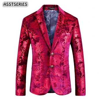 Asstseries Blazer Men New Luxury Red Gold Printed Fashion Velvet Blazer Casual Suit Jacket Single Breasted Men's Blazers
Asstseries Blazer Men New Luxury Red Gold Printed Fashion Velvet Blazer Casual Suit Jacket Single Breasted Men's Blazers