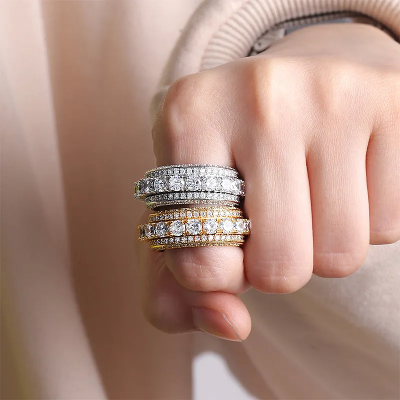 Hip Hop Bling Ice Out AAA Cubic Zirconia Ring for Men Women Spinner 1 Row CZ Tennis Rings High Quality Party Jewelry Gold Silver
Hip Hop Bling Ice Out AAA Cubic Zirconia Ring for Men Women Spinner 1 Row CZ Tennis Rings High Quality Party Jewelry Gold Silver