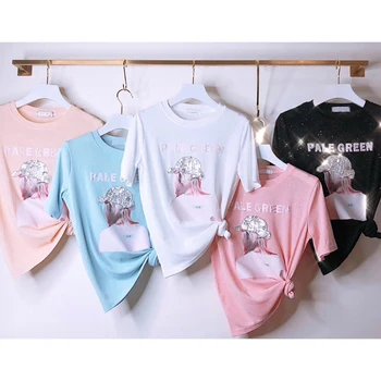 Bright Silk Women Tops 2019 New Summer Fashion Beading Sequins Hat Beauty Print Loose Pullovers Top O Neck Female Tshirts
Bright Silk Women Tops 2019 New Summer Fashion Beading Sequins Hat Beauty Print Loose Pullovers Top O Neck Female Tshirts
