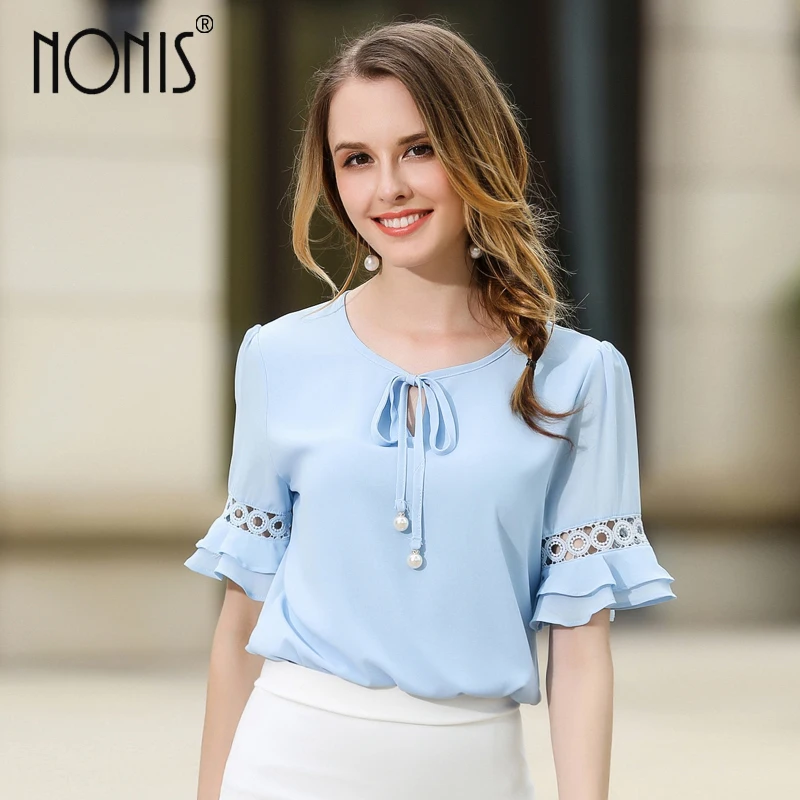 Nonis Butterfly sleeve O-neck chiffon loose blouse shirt women tops White Blue Summer blusa female clothing
Nonis Butterfly sleeve O-neck chiffon loose blouse shirt women tops White Blue Summer blusa female clothing