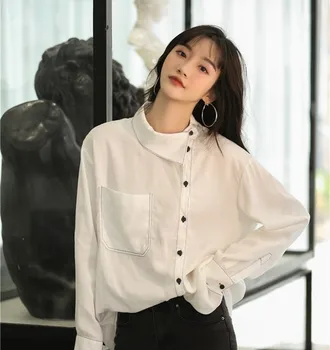 Single Breasted Full Sleeves Tops For Women Broadcloth Solid Loose Camisa Feminina Manga Comprida Brief And Fashion Shirts
Single Breasted Full Sleeves Tops For Women Broadcloth Solid Loose Camisa Feminina Manga Comprida Brief And Fashion Shirts