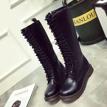 Genuine Leather Women Winter Long Boots Knee Lace Up Low Heel Flats Boots 2018 New Fashion Flat Big Size Boots Plus Size 34-39
Genuine Leather Women Winter Long Boots Knee Lace Up Low Heel Flats Boots 2018 New Fashion Flat Big Size Boots Plus Size 34-39