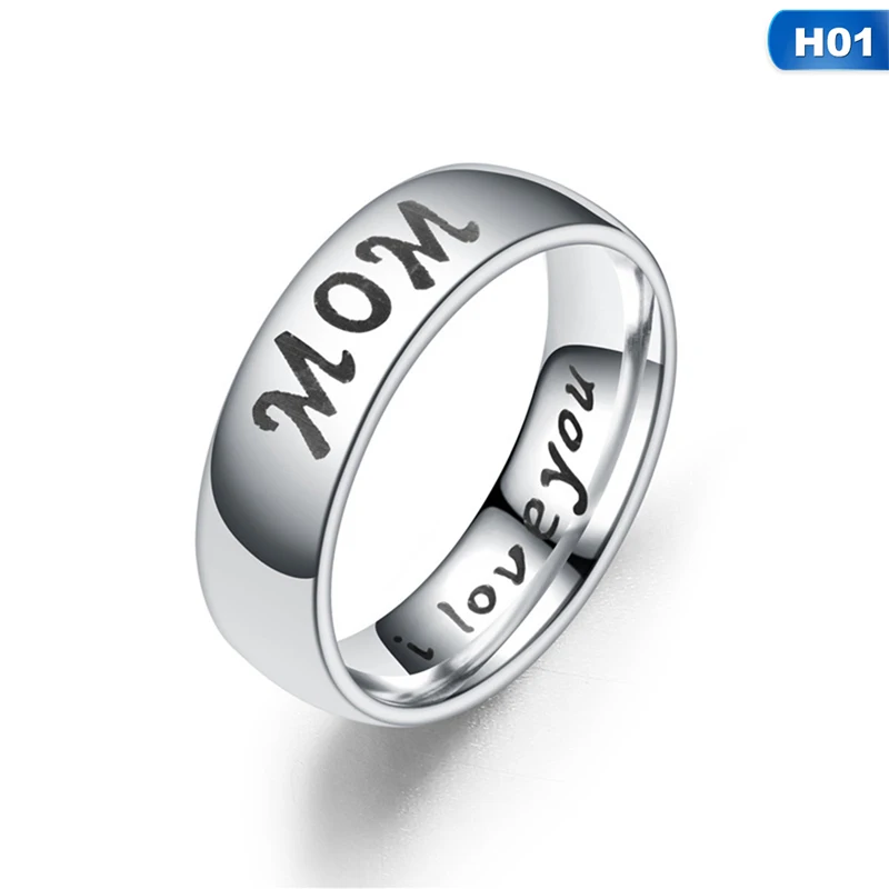 

Fashion Popular Hot SaleI Love You Mom Daughter Son The Gift for Mother Days Stainless Steel Women Ring