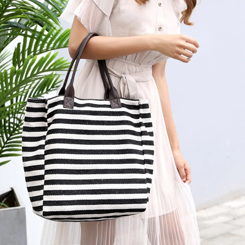 JHD-Women Stripes Canvas Beach Bag Large Capacity Female Zipper Shoulder Bag Ladies Polyester Totes Girl'S Casual Shopping Ha
JHD-Women Stripes Canvas Beach Bag Large Capacity Female Zipper Shoulder Bag Ladies Polyester Totes Girl'S Casual Shopping Ha