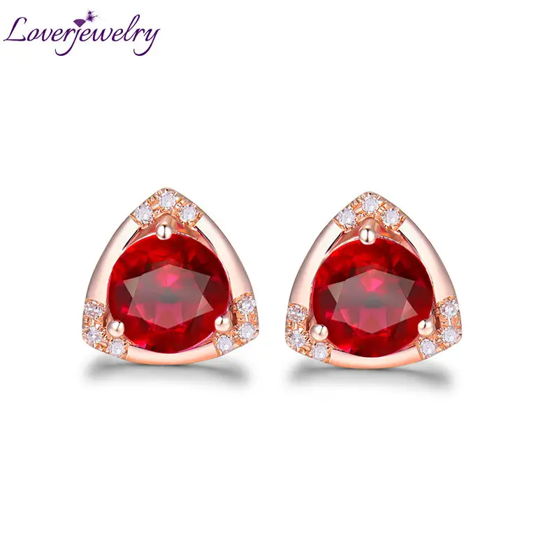 Triilion Shape Elegant Natural Ruby Engagement Stud Earring Solid 18K Rose Gold Promised Diamond Jewelry for Wife Anniversary
Triilion Shape Elegant Natural Ruby Engagement Stud Earring Solid 18K Rose Gold Promised Diamond Jewelry for Wife Anniversary