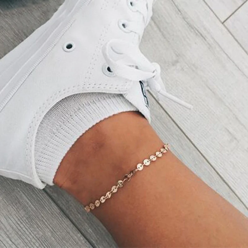 Minimalist Metal Sequin Anklets for Women Elegant Simple Punk Gold Color Coins Round Chain Ankle Bracelet Foot Jewelry
Minimalist Metal Sequin Anklets for Women Elegant Simple Punk Gold Color Coins Round Chain Ankle Bracelet Foot Jewelry