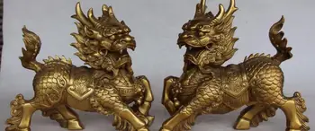 Chinese Folk Bronze Wealth Dragon Beast Kylin Qilin Unicorn Chi-lin Statue Pair 02017
Chinese Folk Bronze Wealth Dragon Beast Kylin Qilin Unicorn Chi-lin Statue Pair 02017
