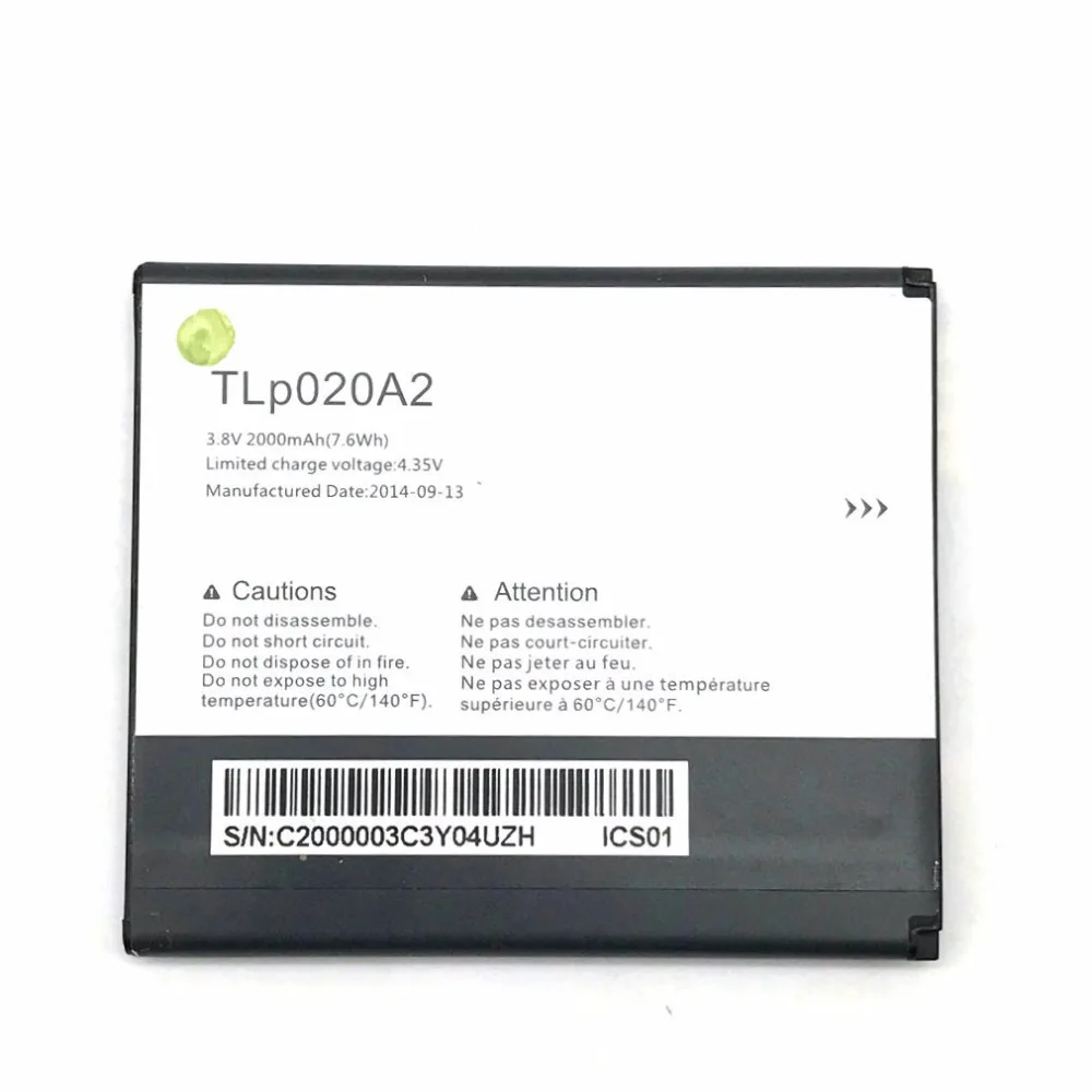 1 шт. зарядное устройство + 2 2000 мАч TLp020A2 батарея для Alcatel One Touch Pop Star LTE A845L / POP S3 OT5050