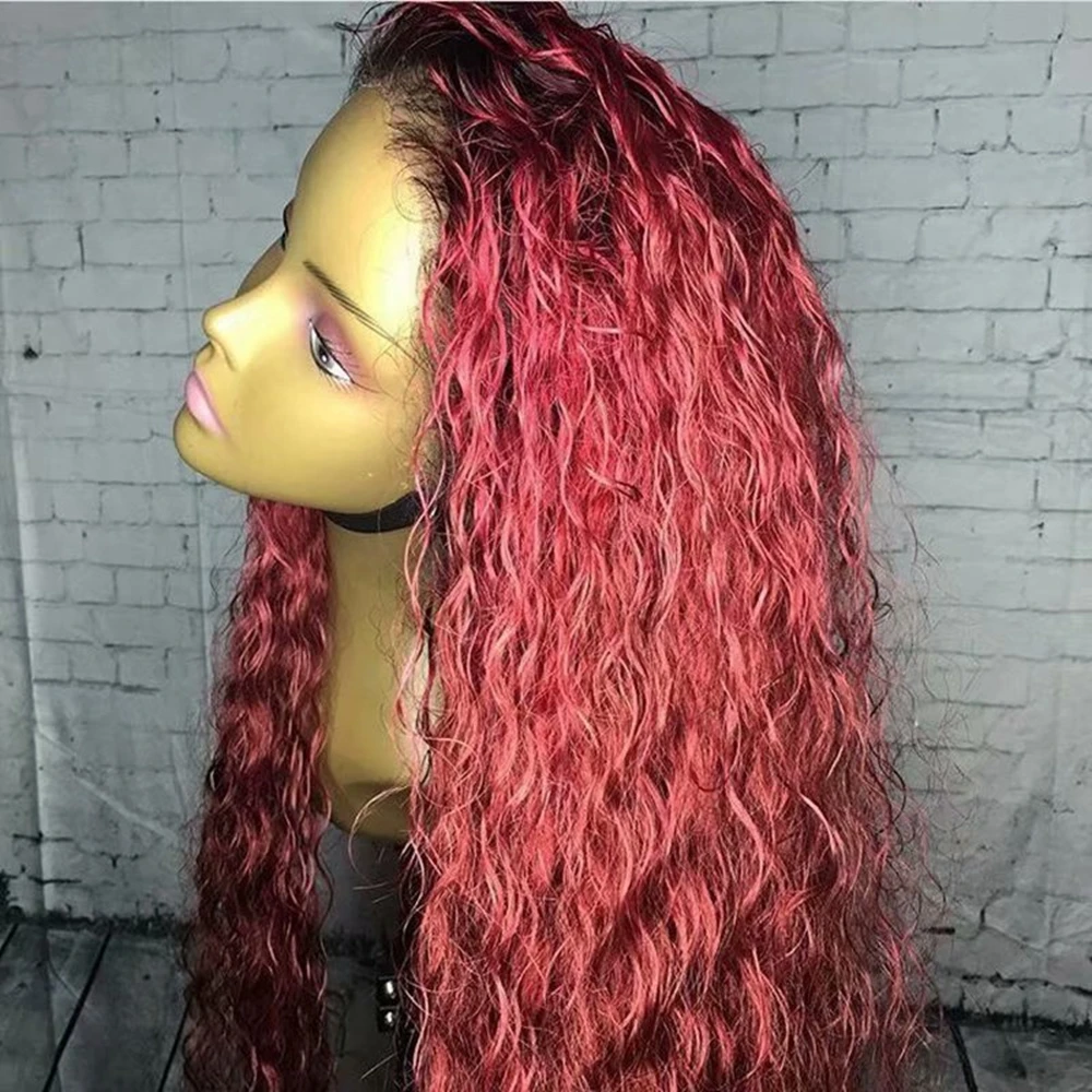 EEWIGS длинные красные вьющиеся парик термостойкие синтетические волосы на кружеве