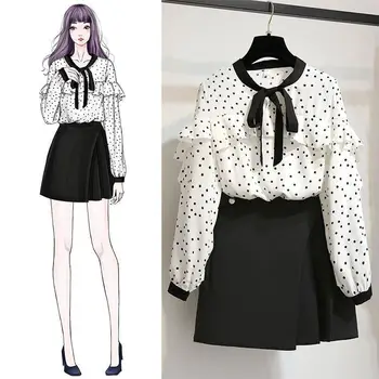 2019 Spring Autumn Women Elegant Ruffles Bow Tie Polka Dot Shirt Top+ Irregular Hem Solid Skirt Suit Lady Plus Size 3XL Set Z268
2019 Spring Autumn Women Elegant Ruffles Bow Tie Polka Dot Shirt Top+ Irregular Hem Solid Skirt Suit Lady Plus Size 3XL Set Z268