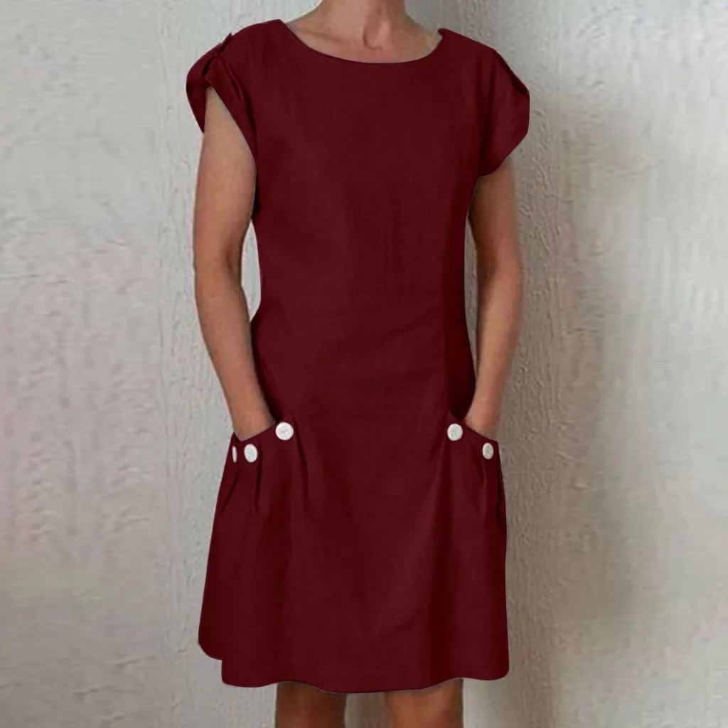 Women Casual Linen summer Dress Pocket Buttoned Decor Zipper Back Loose Mini Dress summer beach dresses vestidos verano 2019 new
Women Casual Linen summer Dress Pocket Buttoned Decor Zipper Back Loose Mini Dress summer beach dresses vestidos verano 2019 new