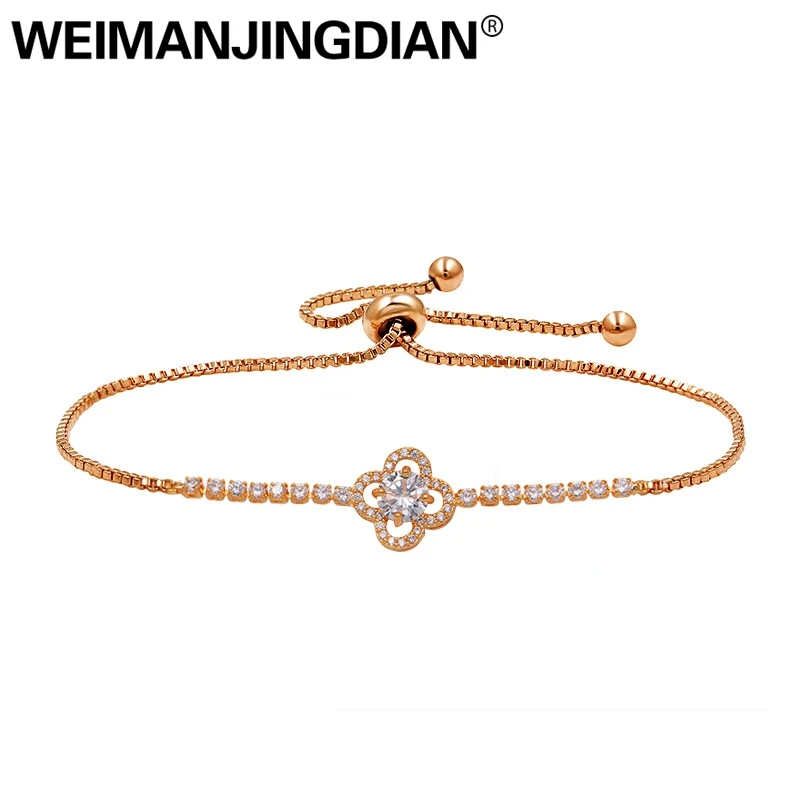 WEIMANJINGDIAN Brand Top Quality Cubic Zirconia CZ Crystal Flower Shape Adjustable Bracelet for Women or Wedding Brides
WEIMANJINGDIAN Brand Top Quality Cubic Zirconia CZ Crystal Flower Shape Adjustable Bracelet for Women or Wedding Brides