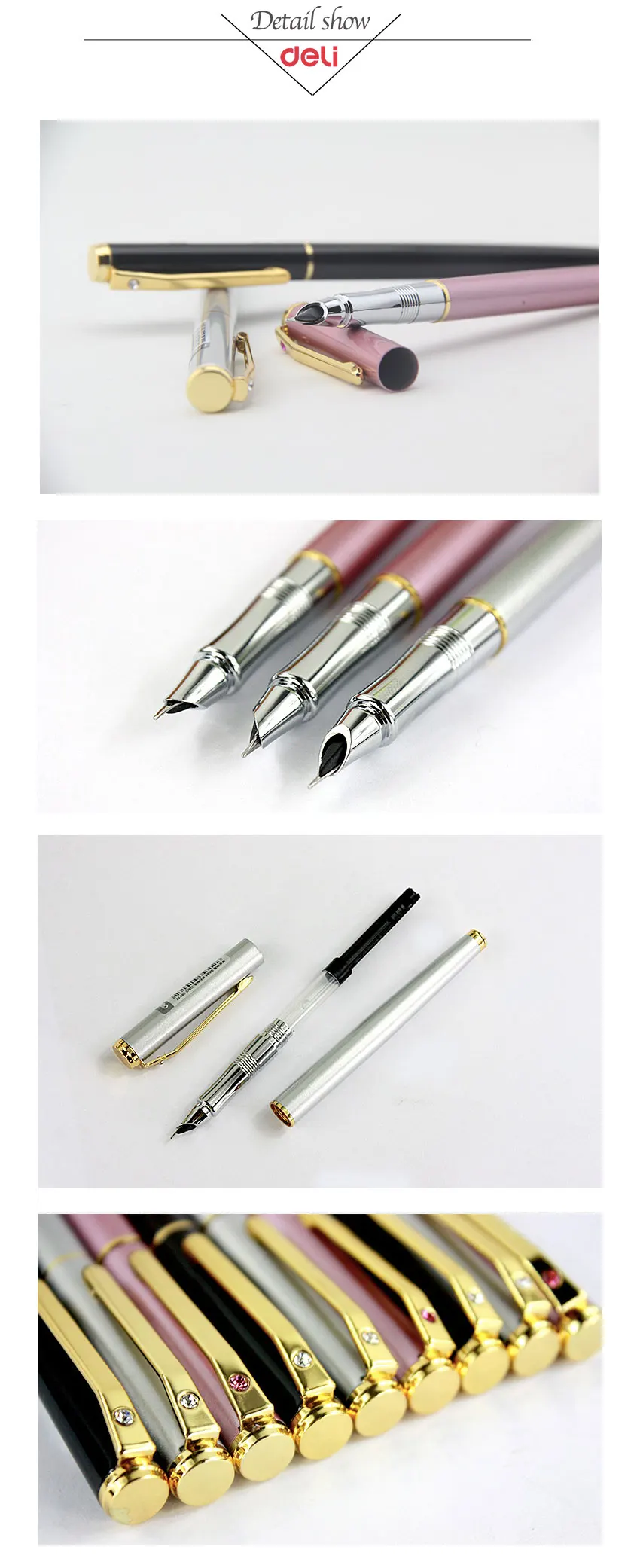 Deli 2018 metal Fountain Pen school & office supplies stationery Elegant Pens For Writing school high quality ink fountain pen 13