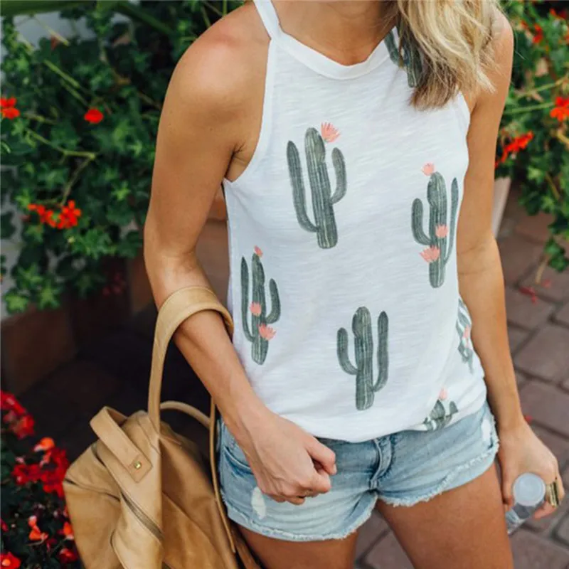 Sleeveless Cactus Tshirts Women Floral Print Summer T Shirts Harajuku Girl Holiday Tees Female Shirts Camiseta Streetwear Mujer
Sleeveless Cactus Tshirts Women Floral Print Summer T Shirts Harajuku Girl Holiday Tees Female Shirts Camiseta Streetwear Mujer