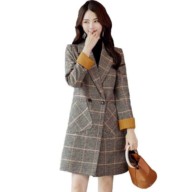 Autumn Winter Wool Women Plaid Pockets Blends Office Work Long Coats Fashion Brand Lady Slim Lapel Long Sleeve Blends Sexy WJM37
Autumn Winter Wool Women Plaid Pockets Blends Office Work Long Coats Fashion Brand Lady Slim Lapel Long Sleeve Blends Sexy WJM37