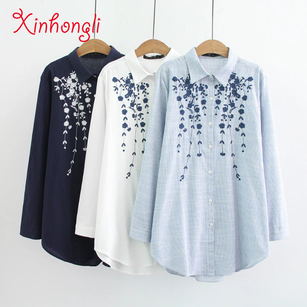 Plus size Cotton Embroidery loose women shirts 2019 NEW spring casual ladies soft long sleeve navy white blouse female oversized
Plus size Cotton Embroidery loose women shirts 2019 NEW spring casual ladies soft long sleeve navy white blouse female oversized