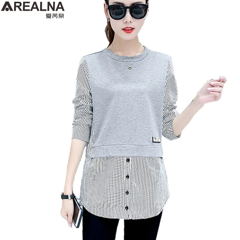 Women Blouses Shirt Female Long Sleeve Casual Striped Patchwork Fake Two Pieces womens tops and blouses chemise femme blusas
Women Blouses Shirt Female Long Sleeve Casual Striped Patchwork Fake Two Pieces womens tops and blouses chemise femme blusas
