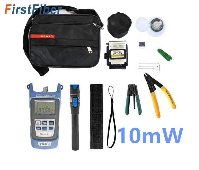 Fiber Optic FTTH Tool Kitwith FC-6S Fiber Cleaver and Optical Power Meter 10km/10mW Visual Fault Locator Wire stripper
Fiber Optic FTTH Tool Kitwith FC-6S Fiber Cleaver and Optical Power Meter 10km/10mW Visual Fault Locator Wire stripper