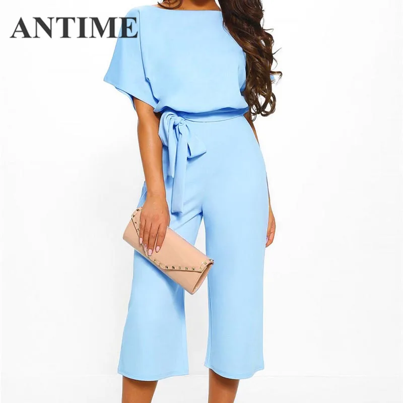 ANTIME Light Blue Jumpsuit with Sash Short Sleeve Women Casual High Street O Neck Spring Summer Elegant Formal Nice Playsuit
ANTIME Light Blue Jumpsuit with Sash Short Sleeve Women Casual High Street O Neck Spring Summer Elegant Formal Nice Playsuit