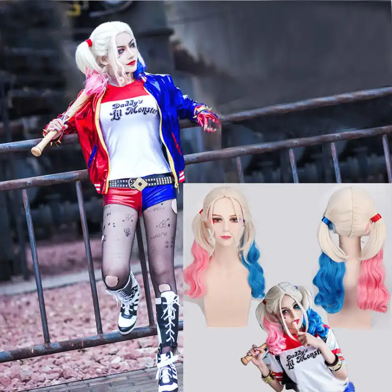 ヒーロー自殺分隊ハーレークインコスプレ布スーツコート + Tシャツ + パンツカーニバルパーティーハロウィン衣装 PU 子供のための子供