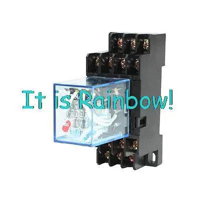 Free Shipping HH54P DIN Rail 24VAC Coil 4PDT 14P General Purpose Power Relay w DYF14A Base