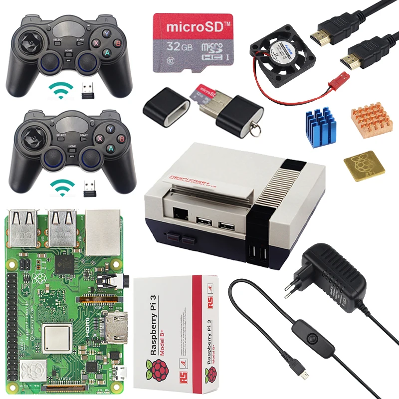 Original Raspberry Pi 3 Model B+ with WiFi&Bluetooth Gaming kit+Case+Power+USB Game Controllers Supply for Retrpie Pi 3B Plus
Original Raspberry Pi 3 Model B+ with WiFi&Bluetooth Gaming kit+Case+Power+USB Game Controllers Supply for Retrpie Pi 3B Plus