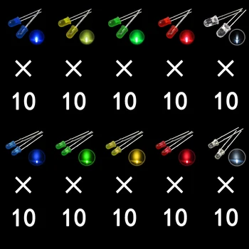 100PC/Lot 3MM 5MM Led Kit Mixed Color Red Green Yellow Blue White Light Emitting Diode
100PC/Lot 3MM 5MM Led Kit Mixed Color Red Green Yellow Blue White Light Emitting Diode