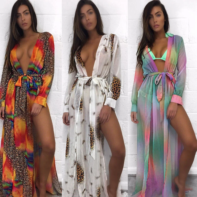 Sexy Bikini Cover Up Women Long Dress Transparent Printed Beach Robe Tunic Pareos Kaftan Cover-up Beach Swimsuit
Sexy Bikini Cover Up Women Long Dress Transparent Printed Beach Robe Tunic Pareos Kaftan Cover-up Beach Swimsuit