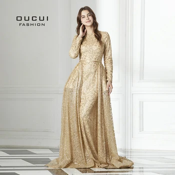 Real Photos Tulle Ball Gown Full sleeve Gold Appliques Scoop Long Evening Dress Illusion Close Back The Built-in Bustle OL103067
Real Photos Tulle Ball Gown Full sleeve Gold Appliques Scoop Long Evening Dress Illusion Close Back The Built-in Bustle OL103067