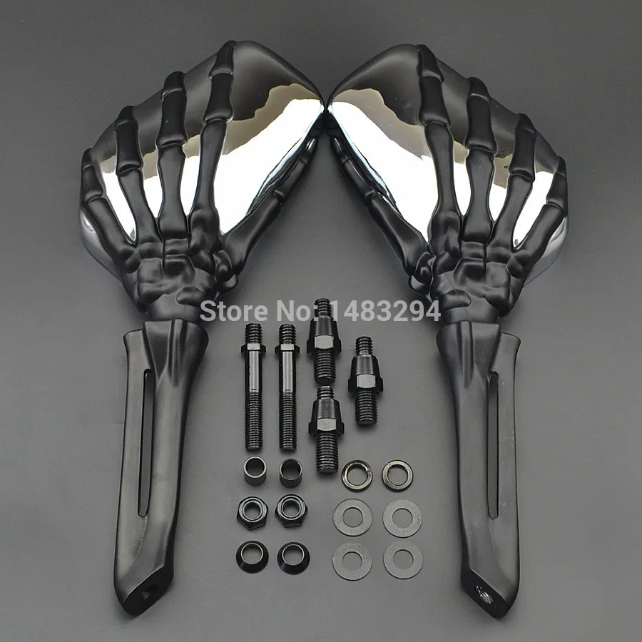 Motorcycle Aluminum Chrome Housing Skull Skeleton Hand Mirrors Rear view Bobber Chopper Racer New
Motorcycle Aluminum Chrome Housing Skull Skeleton Hand Mirrors Rear view Bobber Chopper Racer New