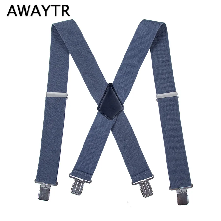 AWAYTR Male 2 Inch 50mm Wide Adjustable Four Clip-on Suspenders Navy Khaki Grey Elastic X-Back Solid Braces Mens 110cm
AWAYTR Male 2 Inch 50mm Wide Adjustable Four Clip-on Suspenders Navy Khaki Grey Elastic X-Back Solid Braces Mens 110cm