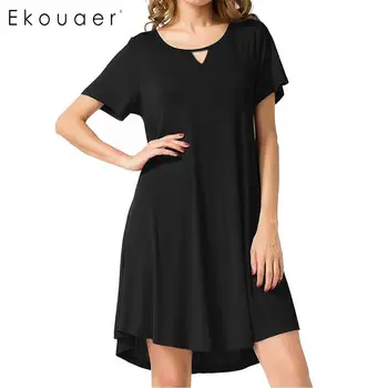 Ekouaer Short Nightgown Summer Sleepwear Women Solid Hollow Out Short Sleeve V-Neck Soft Basic Home Dress Nightwear
Ekouaer Short Nightgown Summer Sleepwear Women Solid Hollow Out Short Sleeve V-Neck Soft Basic Home Dress Nightwear