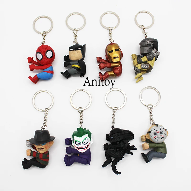 8pcs/set Keychains Superheroes Q Version Spiderman Batman Alien Joker Predators Freddy Jason PVC Action Figure Toys Dolls 4-6cm
8pcs/set Keychains Superheroes Q Version Spiderman Batman Alien Joker Predators Freddy Jason PVC Action Figure Toys Dolls 4-6cm