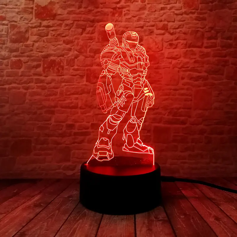 Avengers Iron Man Movie Figuras 3D Illusion LED NightLight Colourful Flashing Light Glow Super hero Figure Model Luminous Toys
Avengers Iron Man Movie Figuras 3D Illusion LED NightLight Colourful Flashing Light Glow Super hero Figure Model Luminous Toys