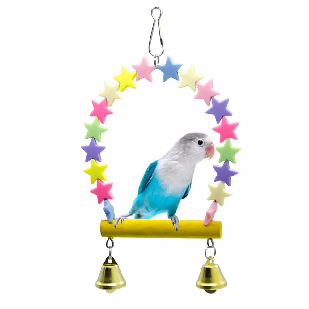 Красочные звезд сеть попугай качели стоят птица клетка игрушка Cockatiel Баджи