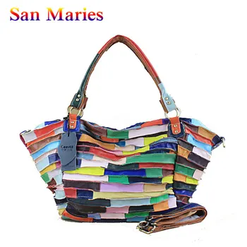 San Maries 2019 New Fashion Women's Sheepskin Tote Bag Casual Colorful Striped Patchwork Shoulder Messenger Bag Ladies Handbag
San Maries 2019 New Fashion Women's Sheepskin Tote Bag Casual Colorful Striped Patchwork Shoulder Messenger Bag Ladies Handbag