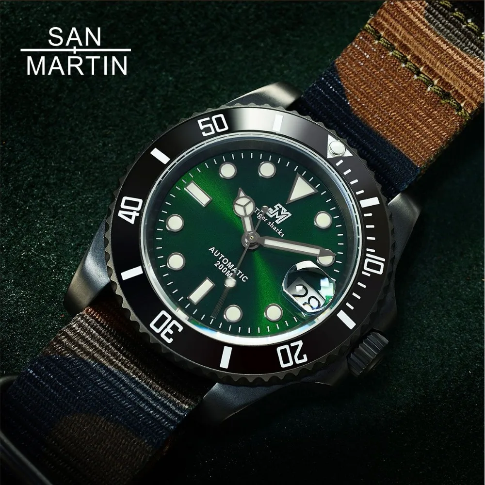 San Martin Women Men Automatic Watch Fashion Black Watch 200m Water Resistant Relojes Hombre 2018 Casual Watch Sports Nato strap
San Martin Women Men Automatic Watch Fashion Black Watch 200m Water Resistant Relojes Hombre 2018 Casual Watch Sports Nato strap