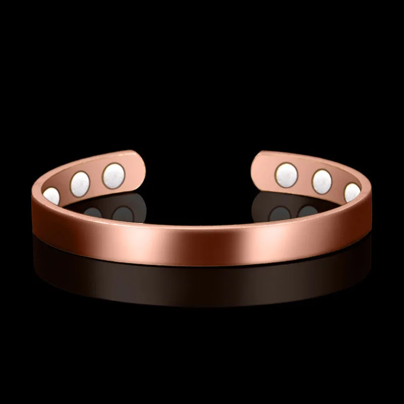 Ethnic Pure Copper 6 Magnetic Wrist Bangle Bracelet For Pain Relief Rheumatic Arthritis Baided Rose Gold Color Men Women CUFF 1