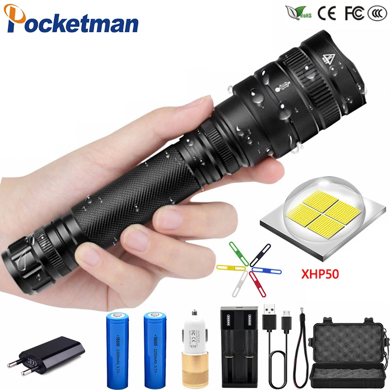 55000lm 50w High Power XHP50 Powerful Tactical LED Flashlight torch zoom lens 2pcs 18650 battery 4400mA
55000lm 50w High Power XHP50 Powerful Tactical LED Flashlight torch zoom lens 2pcs 18650 battery 4400mA