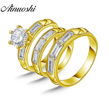 AINUOSHI Real Gold TRIO Rings Set Bridal Rings 3 Stones Rings Band Engagement Wedding Jewelry 14K Yellow Gold Couple Rings Set
AINUOSHI Real Gold TRIO Rings Set Bridal Rings 3 Stones Rings Band Engagement Wedding Jewelry 14K Yellow Gold Couple Rings Set
