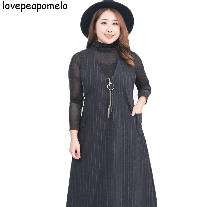 2018 Spring New Women's Retro Fashion Large Size Striped Vest Dress Korean Loose Women's Dress Two-piece 3XL-6XL D05
2018 Spring New Women's Retro Fashion Large Size Striped Vest Dress Korean Loose Women's Dress Two-piece 3XL-6XL D05