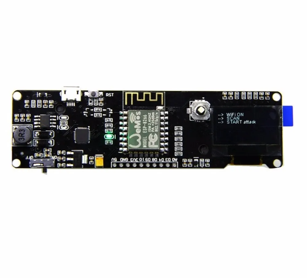 Светодиодный дисплей 0 96 дюйма экран 18650 CP2102 ESP8266 плата разработки для Wemos джойстик