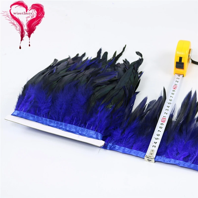 5 blue rooster feather trims 5