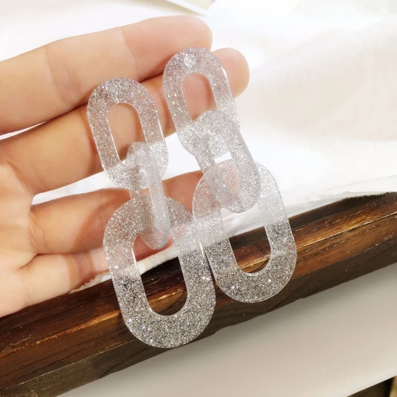 New Vintage Acrylic Double Elliptical Interlocking Link Chain Long Big Drop Earrings for Women Resin Fashion Wedding ZA Jewelry
New Vintage Acrylic Double Elliptical Interlocking Link Chain Long Big Drop Earrings for Women Resin Fashion Wedding ZA Jewelry