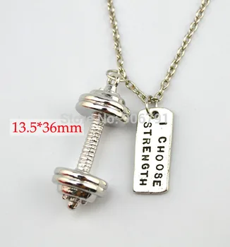 10pcs a lot Weightlifting barbell pendant and i choose strength charms sports Gym necklace
10pcs a lot Weightlifting barbell pendant and i choose strength charms sports Gym necklace