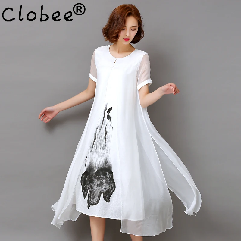 2018 New Spring Summer White Ink Print Women Long Dress Retro Short Sleeve Cotton Linen Designs False Two Piece Office Dresses
2018 New Spring Summer White Ink Print Women Long Dress Retro Short Sleeve Cotton Linen Designs False Two Piece Office Dresses