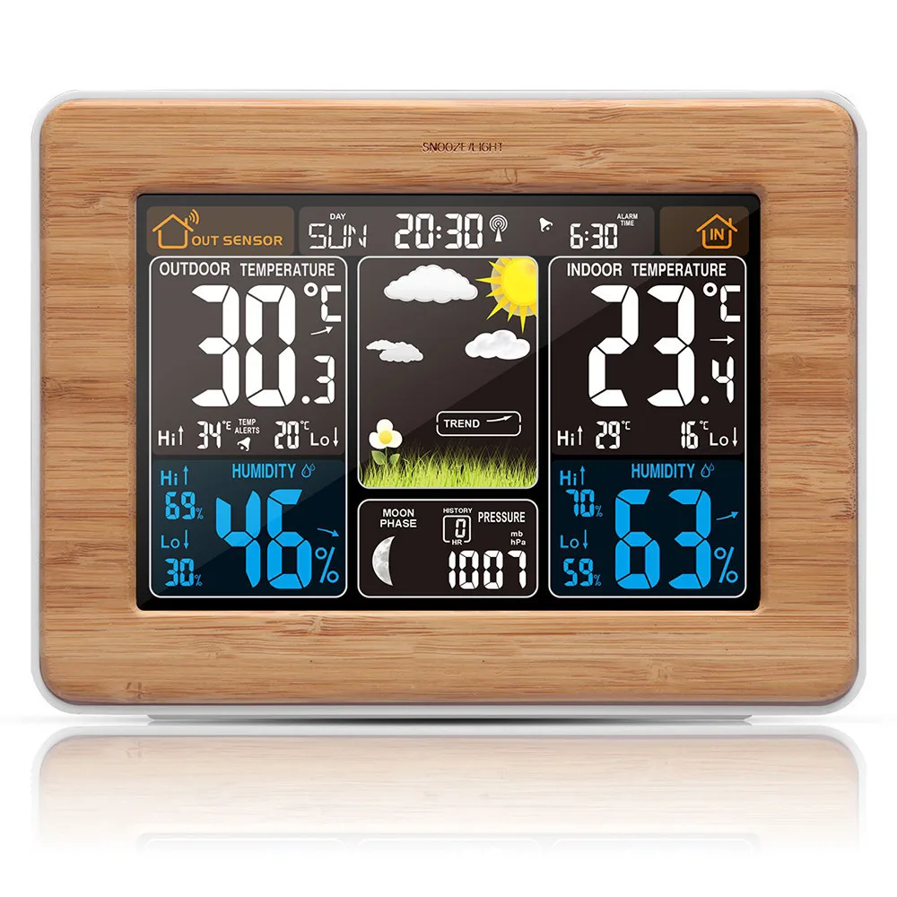 Wireless Weather Station Color Forecast With Alert Temperature Humidity Barometer Alarm Moon Phase Colorful Weather Forecast
Wireless Weather Station Color Forecast With Alert Temperature Humidity Barometer Alarm Moon Phase Colorful Weather Forecast