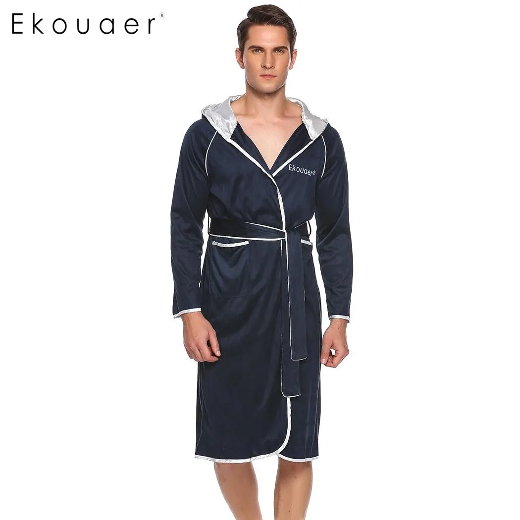 Ekouaer Men Casual Roze Hooded Long Sleeve Patchwork Pocket Bathrobe With Belt Male Sleepwear Nightwear Gray Navy Blue S-XL
Ekouaer Men Casual Roze Hooded Long Sleeve Patchwork Pocket Bathrobe With Belt Male Sleepwear Nightwear Gray Navy Blue S-XL